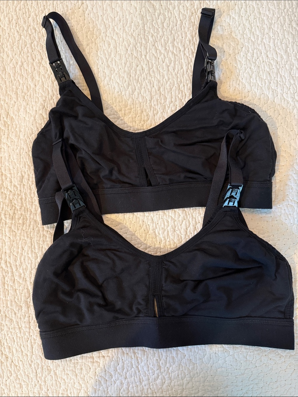 Simple Wishes Black Nursing Sleep Bra with Easy-Open Clips, set of 2